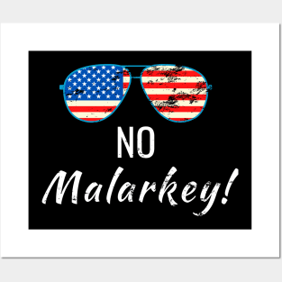 No Malarkey, Joe Biden 2020 for The American President, Funny USA Flag Sunglass Posters and Art